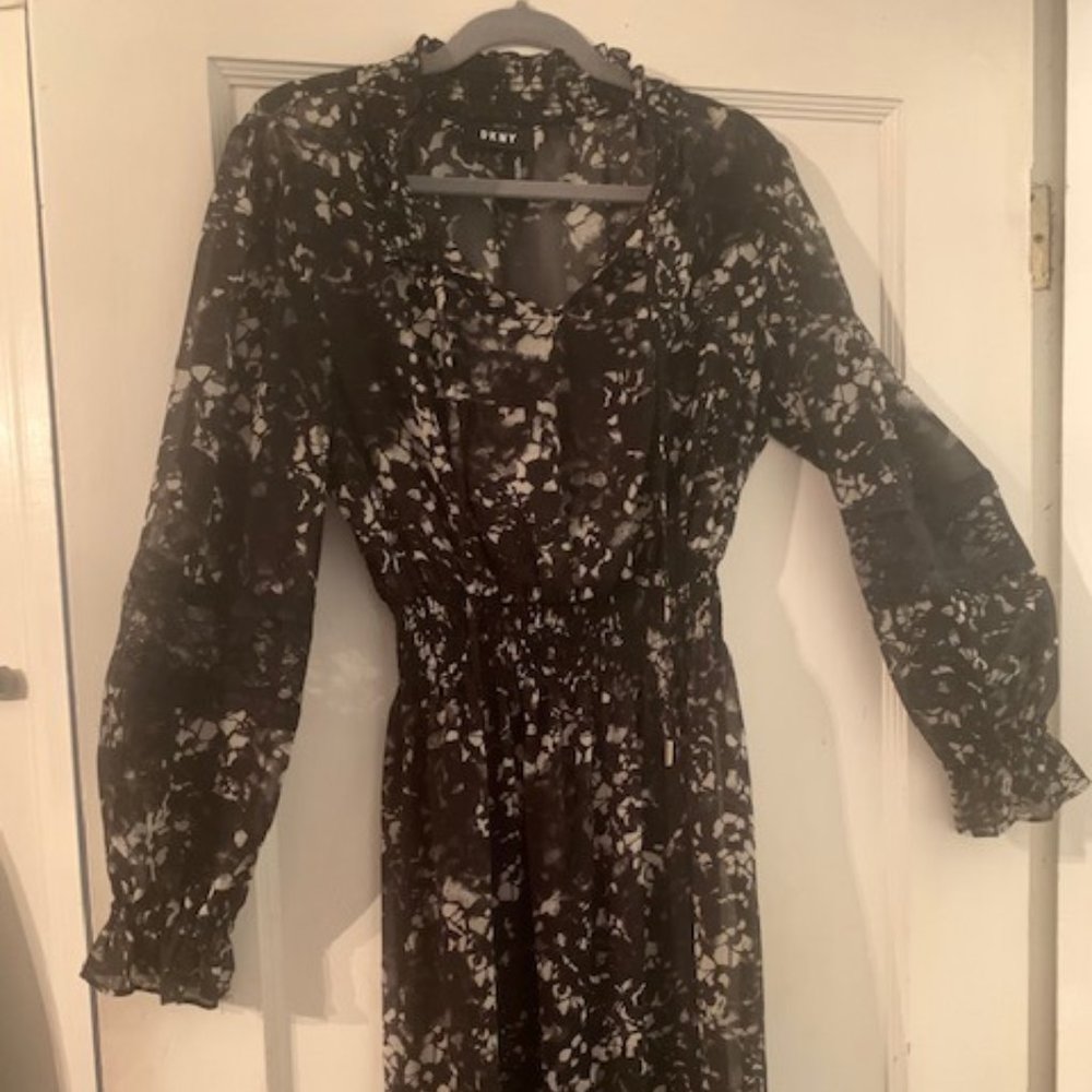 DKNY Black floral print dress